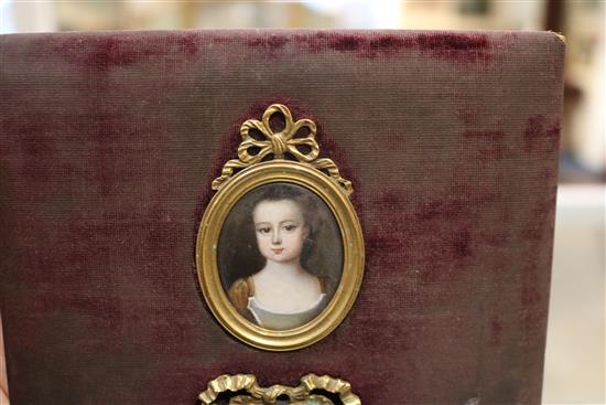 19th century Continental School Miniatures of Elizabeth, Queen of Bohemia (1596-1662) and a girl, largest